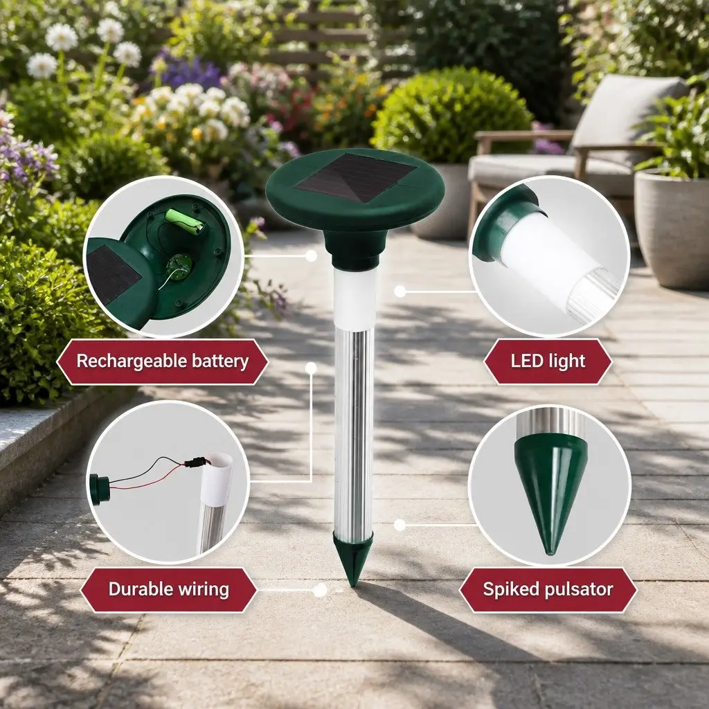 Solar Snake Repeller Heavy Duty ABS Plastic Green 8 Piece