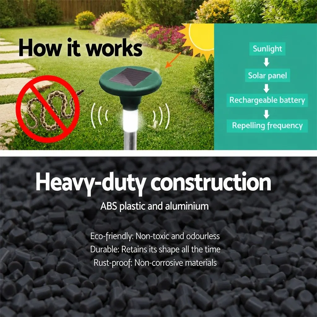 10X Solar LED Snake Repeller Heavy Duty ABS Plastic Black