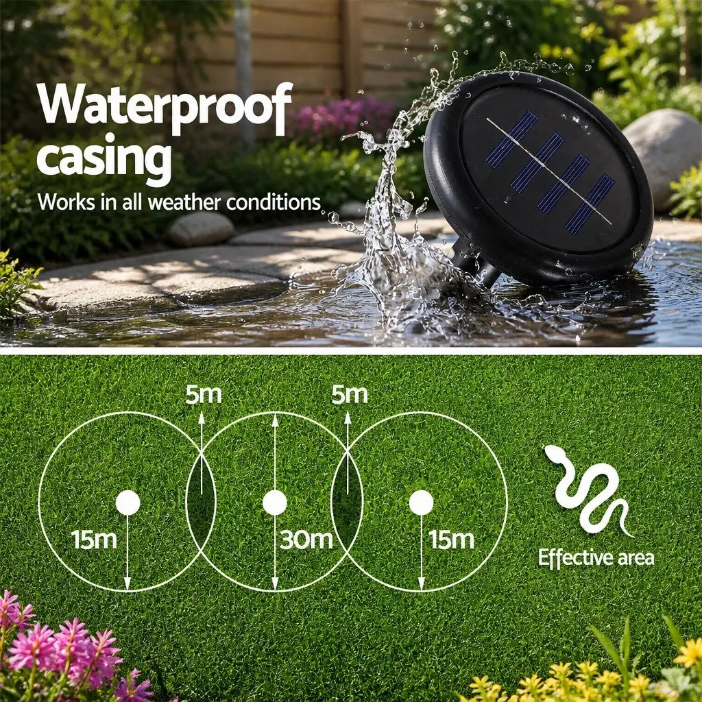 Snake Repeller Solar Powered Ultrasonic 4 Pack Pest Control Garden Yard Farm