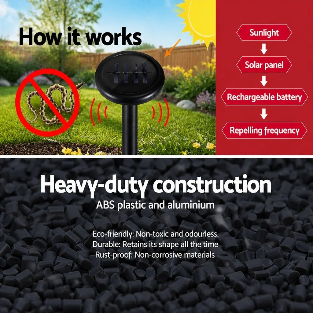 Snake Repeller 6 Pack Ultrasonic Solar Powered Garden Yard Farm Orchard