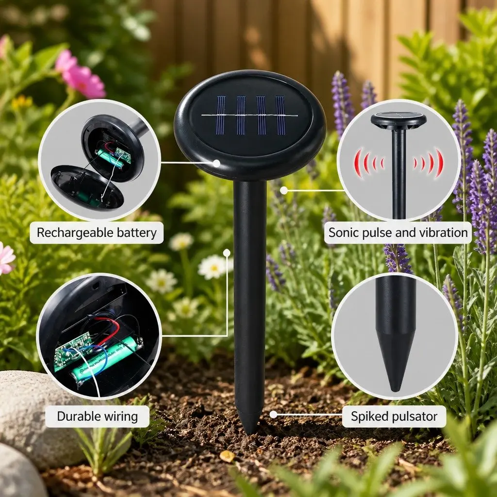 Snake Repeller 6 Pack Ultrasonic Solar Powered Garden Yard Farm Orchard