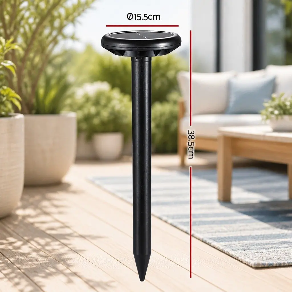 8 Piece Ultrasonic Solar Powered Snake Repeller Black Weatherproof Garden Yard Farm Pest Control Device