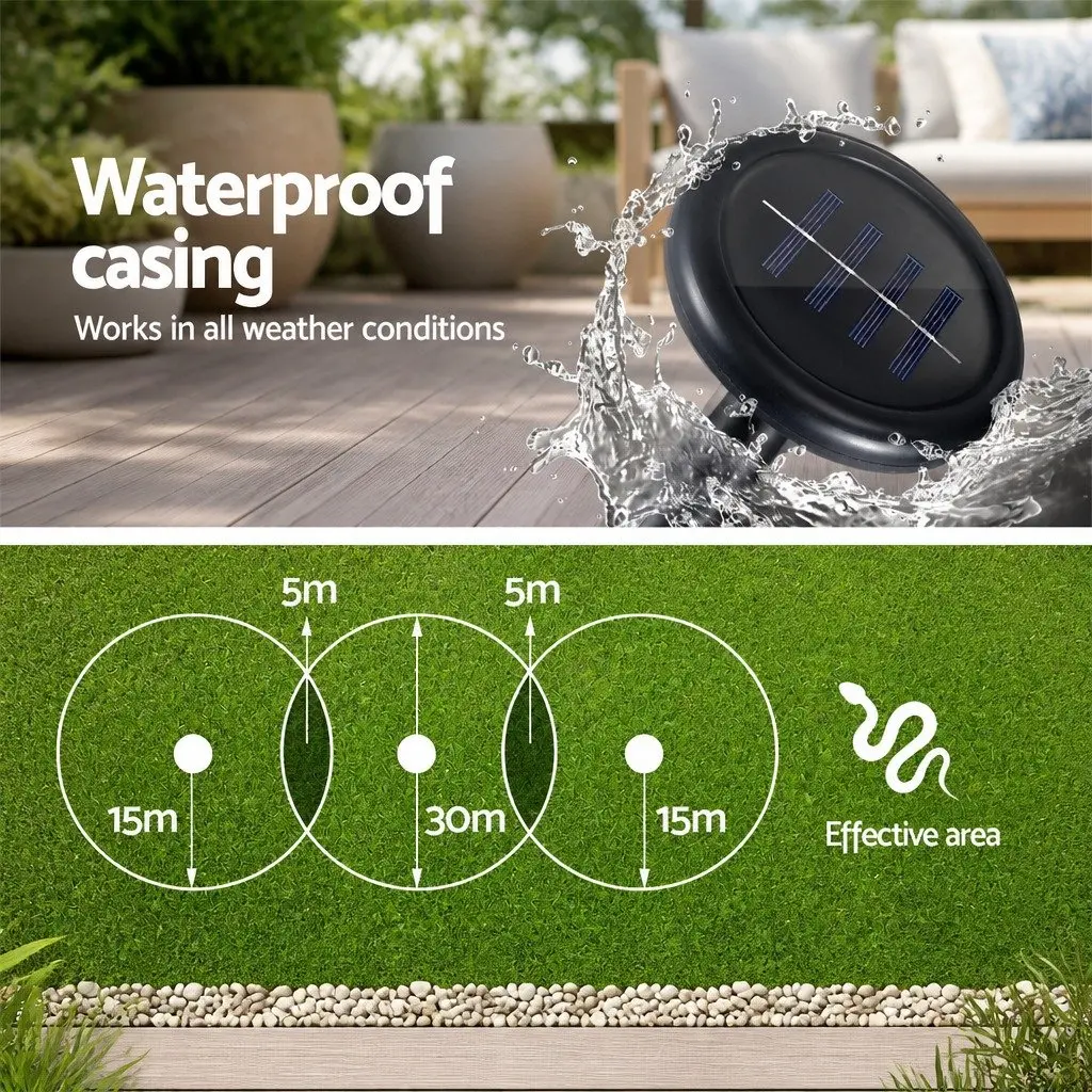 8 Piece Ultrasonic Solar Powered Snake Repeller Black Weatherproof Garden Yard Farm Pest Control Device