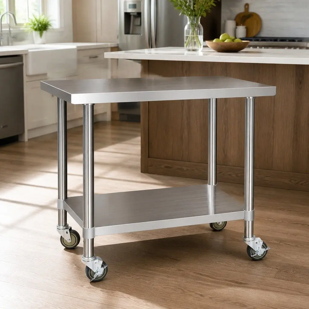 Stainless Steel Kitchen Work Bench with Wheels