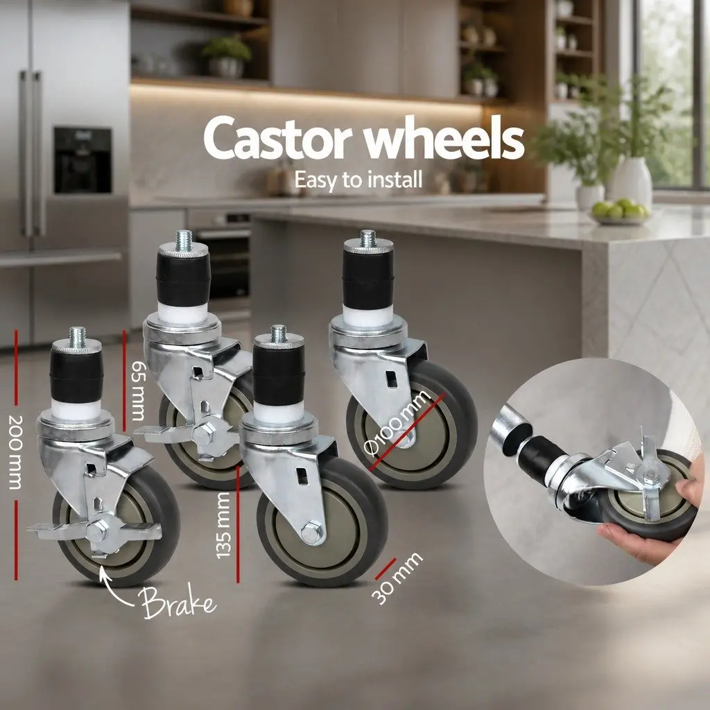 Stainless Steel Kitchen Work Bench with Wheels