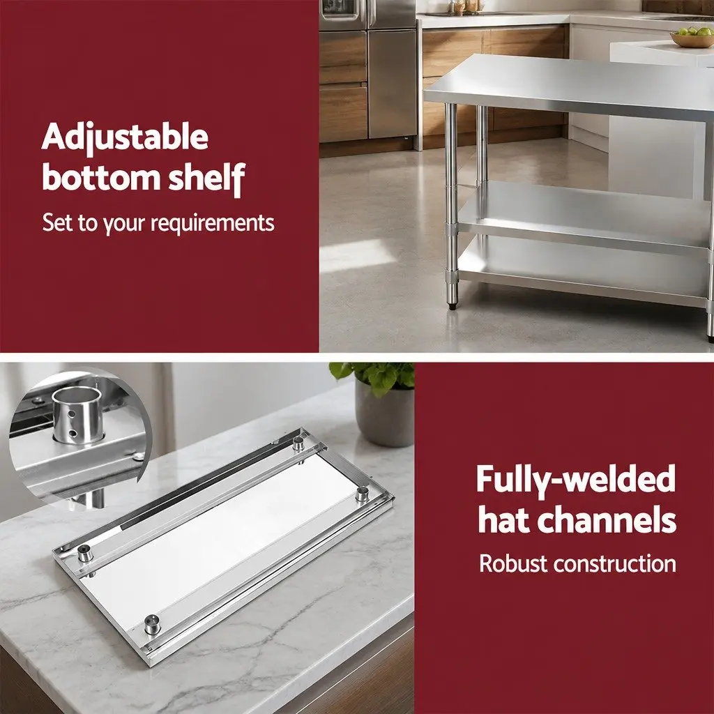 Stainless Steel Kitchen Work Bench with Wheels