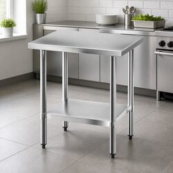 Stainless Steel Kitchen Bench Work Table 610x760mm Prep Station Undershelf