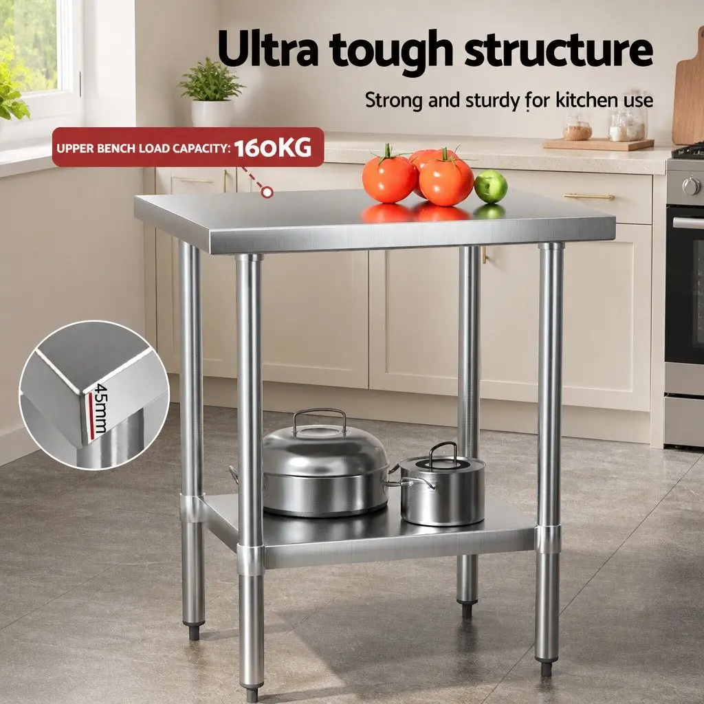 Stainless Steel Kitchen Bench Work Table 610x760mm Prep Station Undershelf