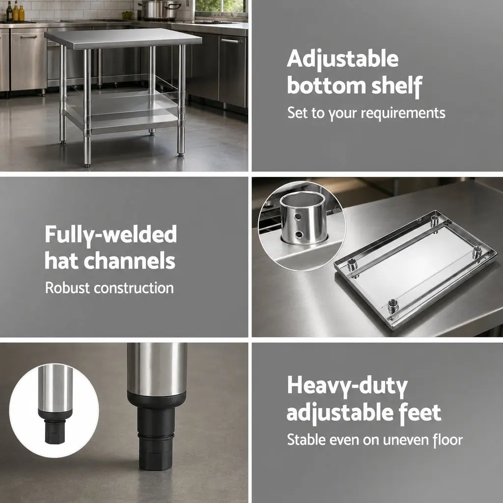 Stainless Steel Kitchen Work Bench 914x762mm