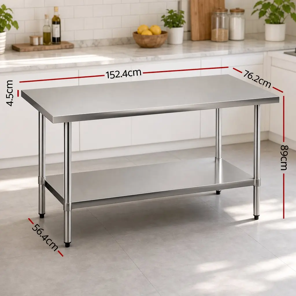 Commercial Grade Stainless Steel Prep Table 1524x762mm