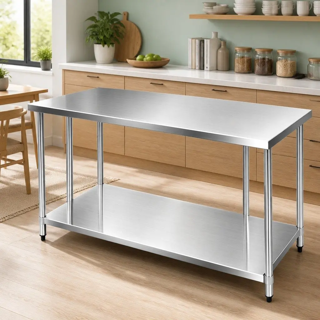 Stainless Steel Kitchen Bench Work Top 1829x760mm Silver