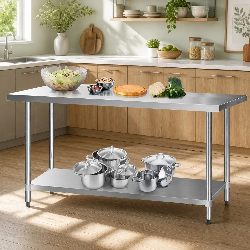 Stainless Steel Kitchen Bench Work Top 1829x760mm Silver