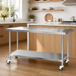 Premium Stainless Steel Work Bench with Wheels 1829x760mm