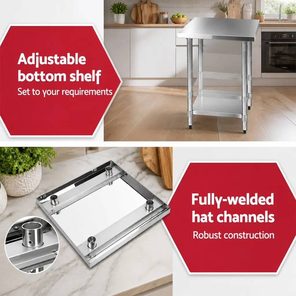 Commercial Grade Stainless Steel Prep Table 610x610mm