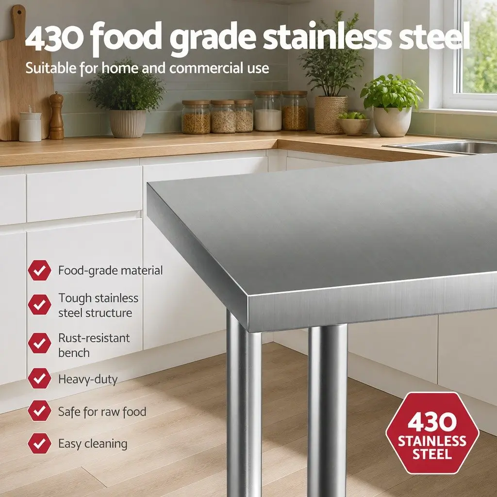 Stainless Steel Work Bench 430 910x610mm Silver