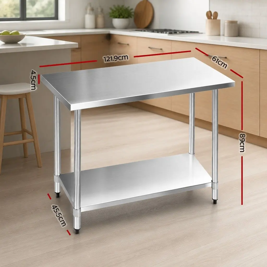 Stainless Steel Work Bench for Kitchen Prep 1219x610mm