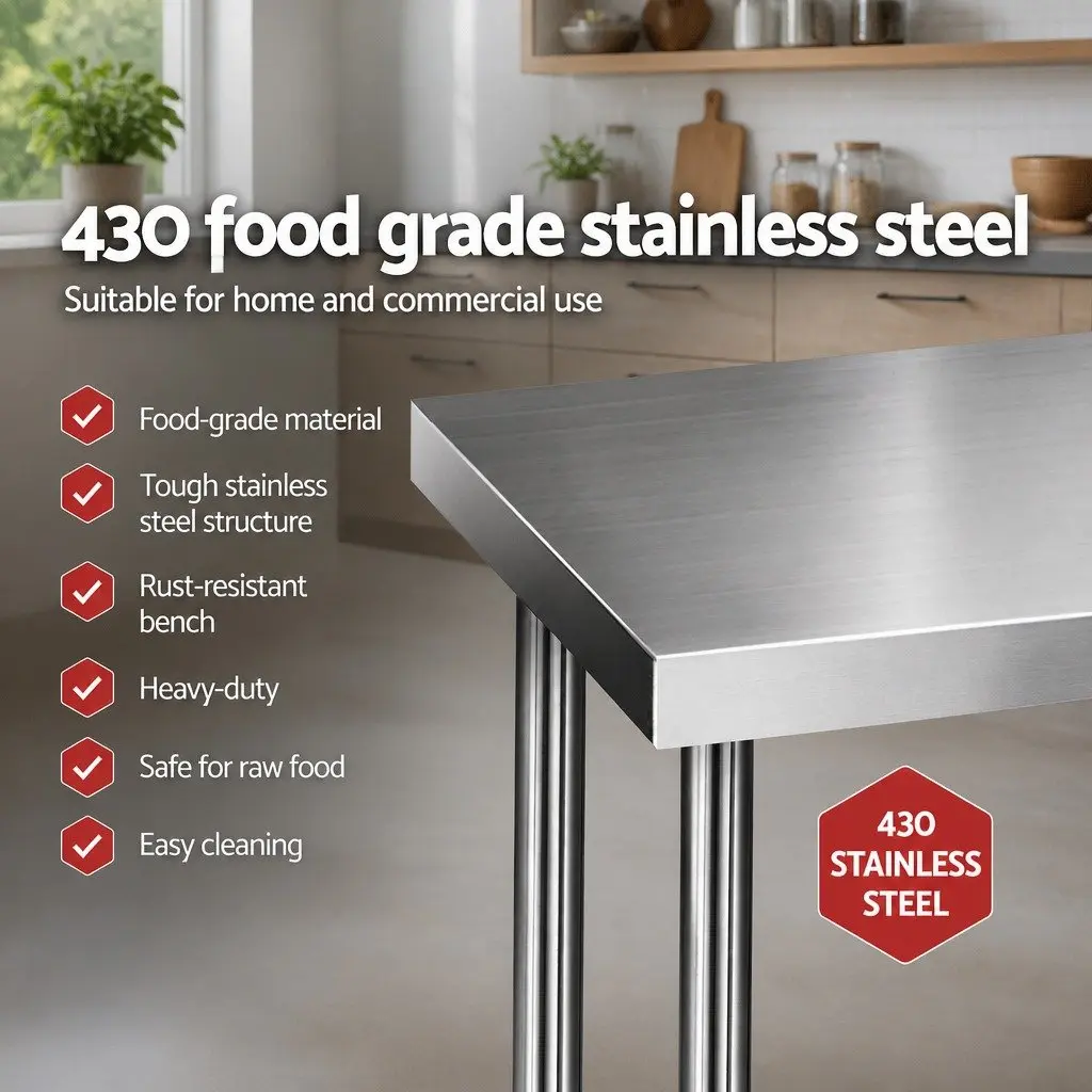 Stainless Steel Work Bench for Kitchen Prep 1219x610mm
