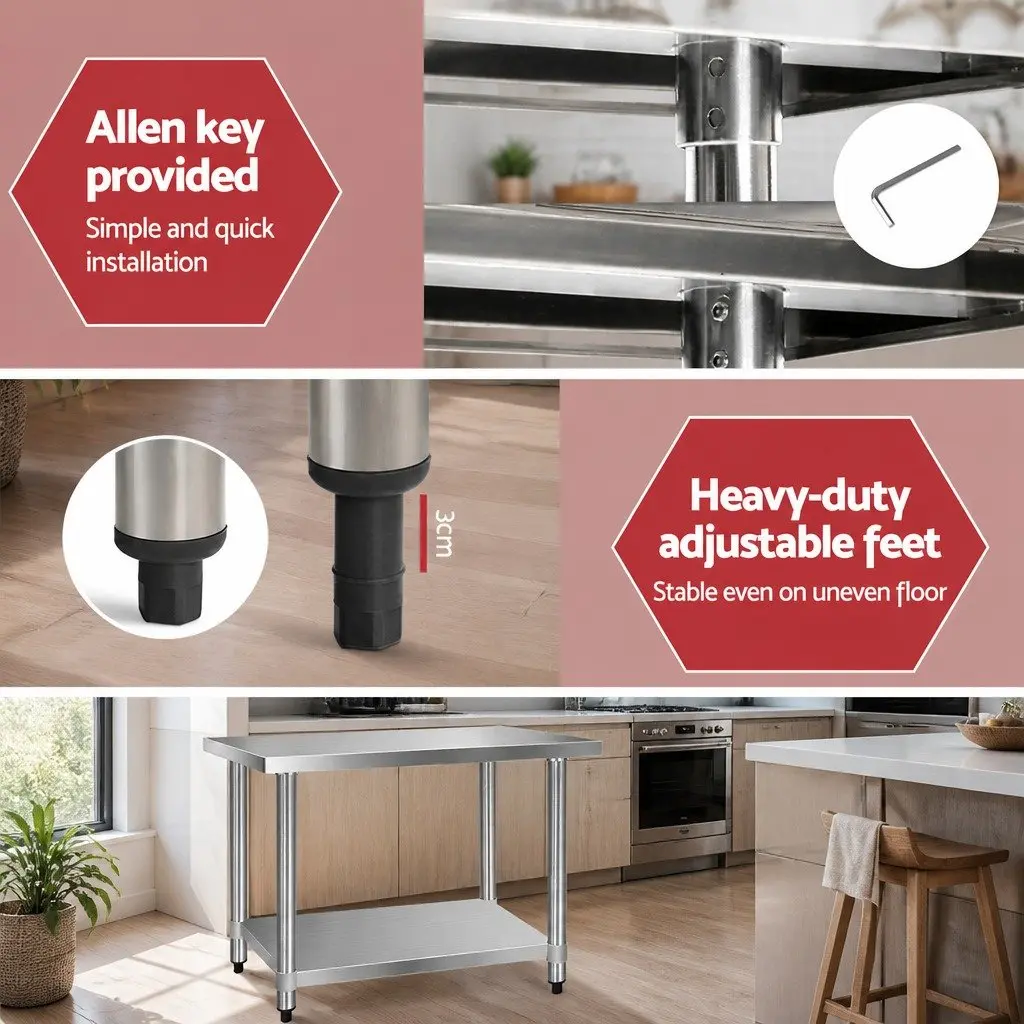 Stainless Steel Work Bench for Kitchen Prep 1219x610mm