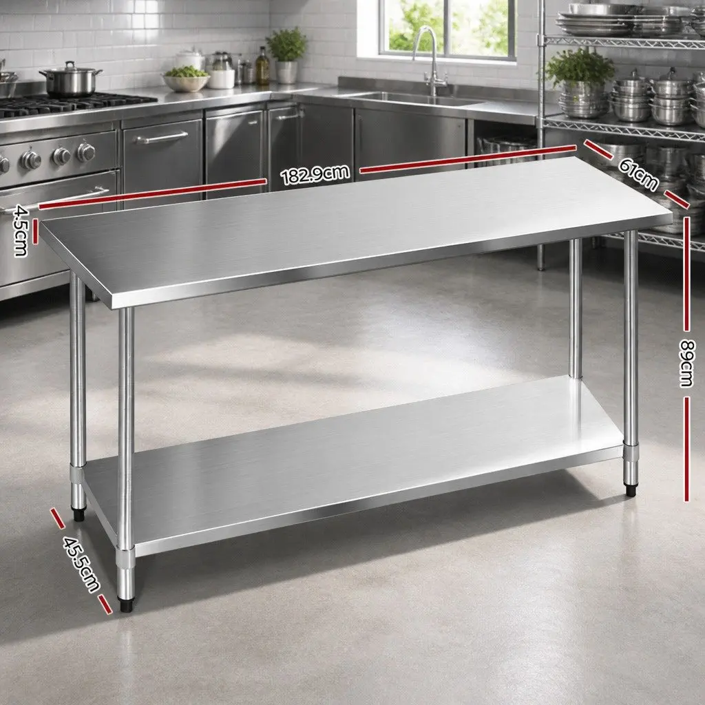 Stainless Steel Kitchen Work Bench 1829x610mm