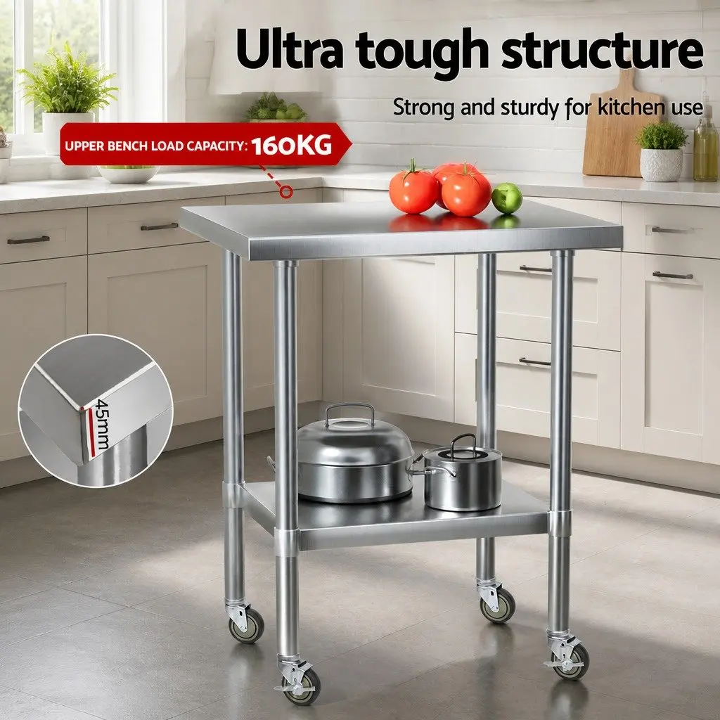 Kitchen Work Bench Stainless Steel 760x610mm Silver