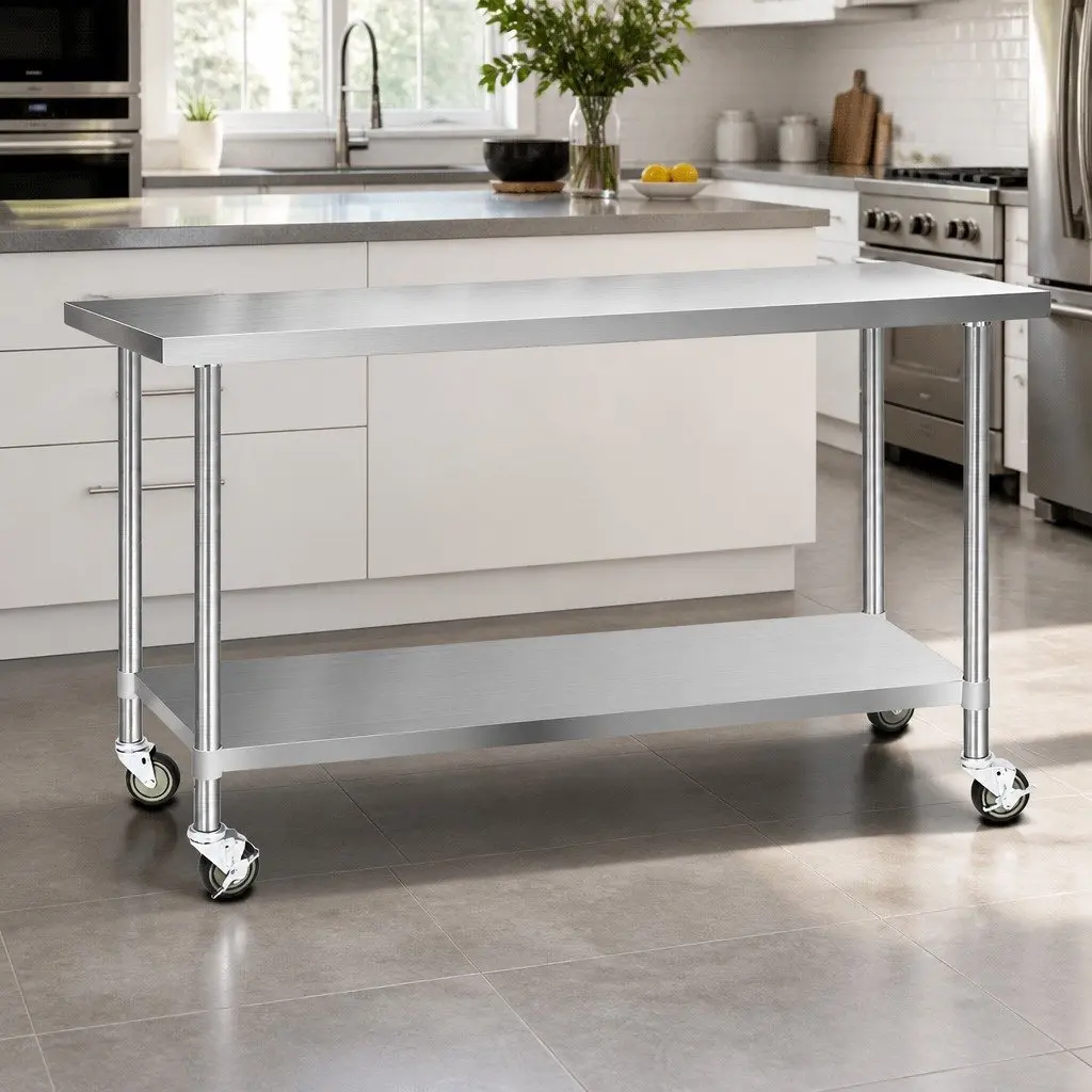 Stainless Steel Mobile Kitchen Work Table 1829mm