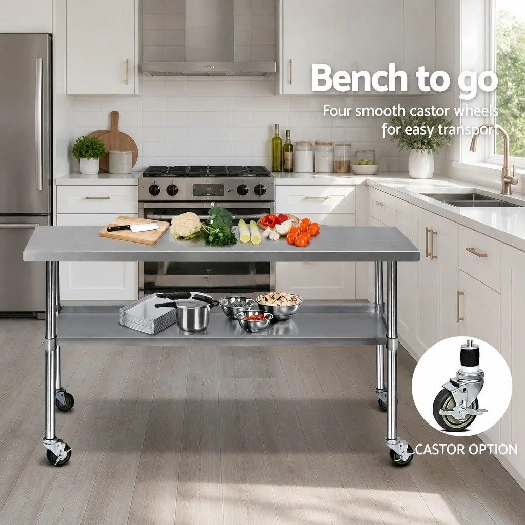Stainless Steel Mobile Kitchen Work Table 1829mm