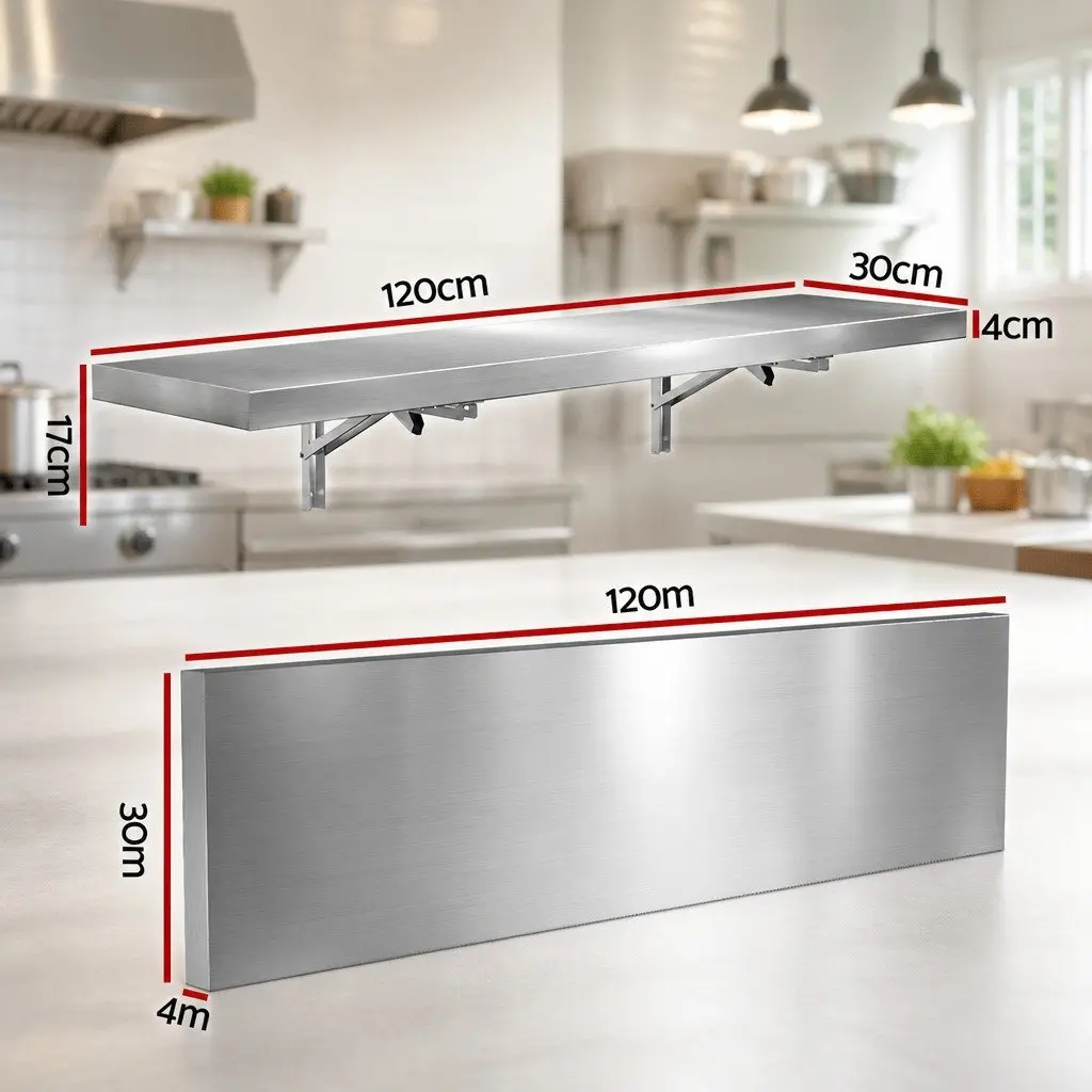 Wall Shelf Stainless Steel 1200x300mm Silver