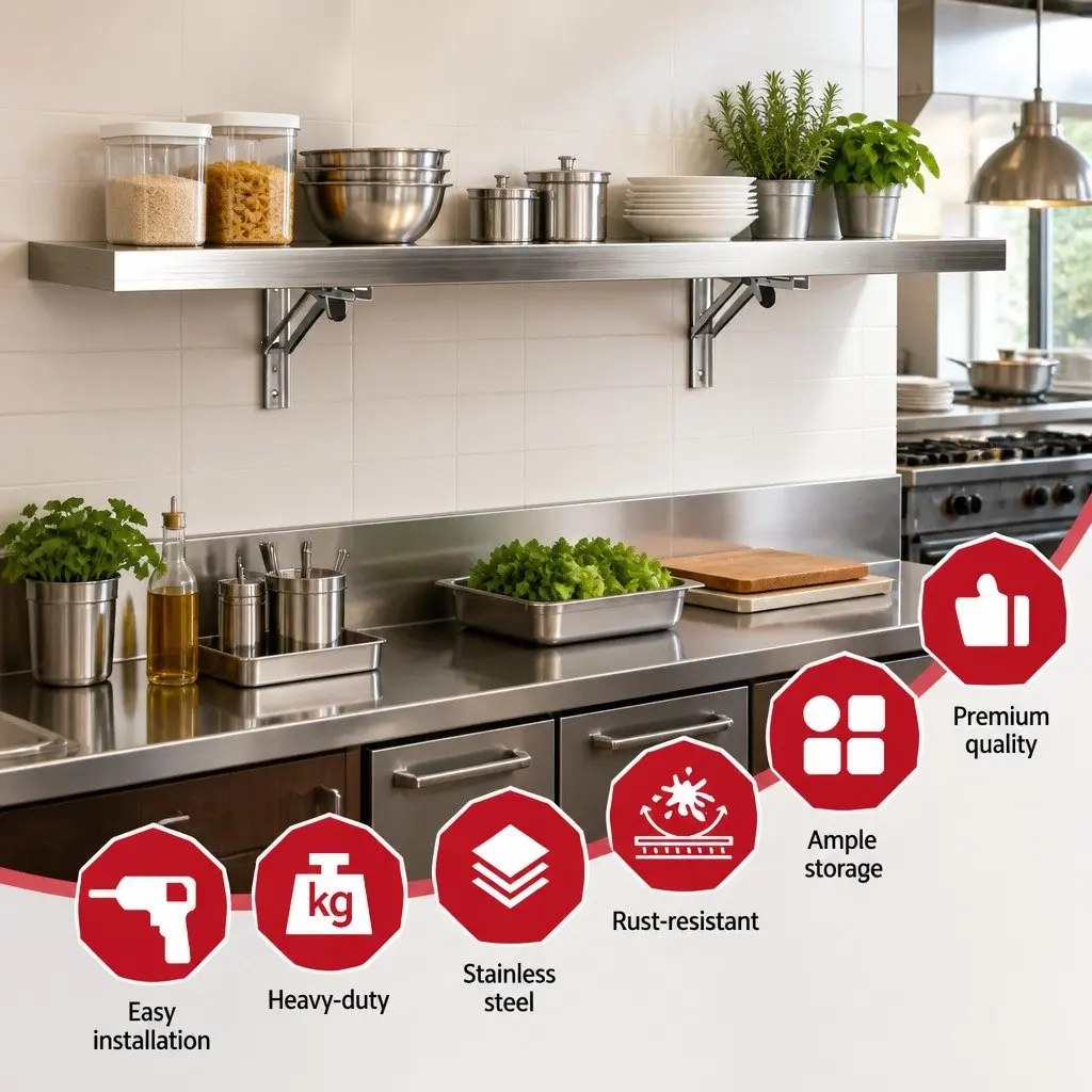 Wall Shelf Stainless Steel 1200x300mm Silver