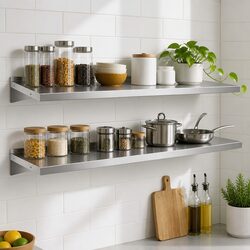 Heavy-Duty Wall Mounted Kitchen Shelf in Stainless Steel