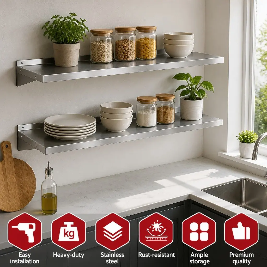 Wall Mounted Shelf Stainless Steel 1200mm Silver