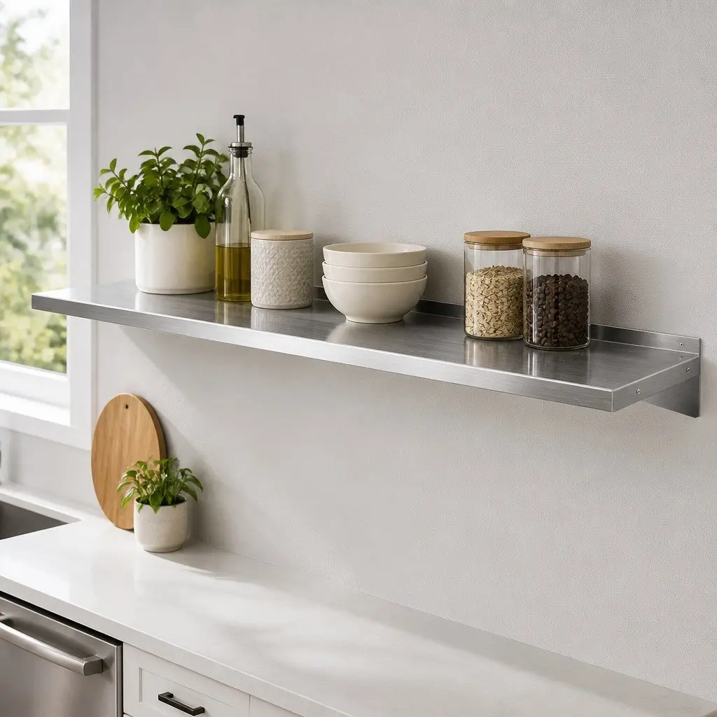 Wall Mounted Kitchen Shelf 1800mm Stainless Steel Storage Rack Display Unit