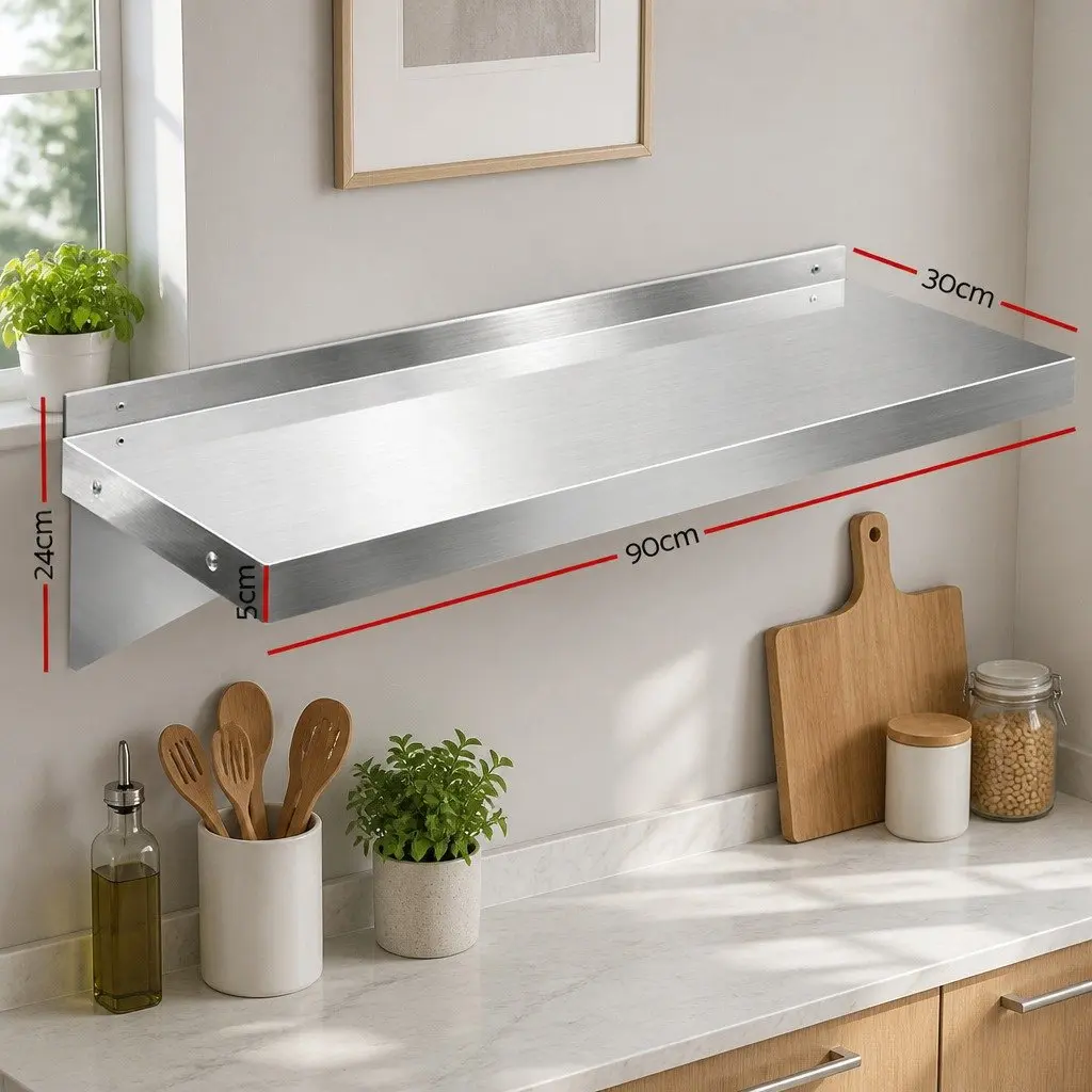 Wall Shelf Stainless Steel 900mm Silver