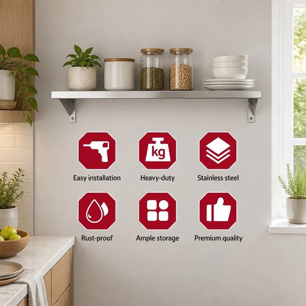Wall Shelf Stainless Steel 900mm Silver