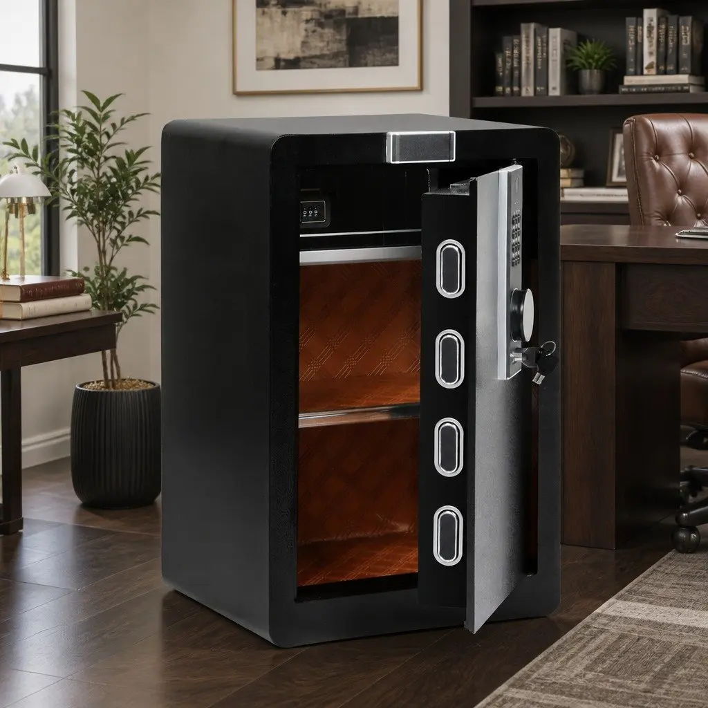 Security Safe Box Steel 60L Black Digital Lock Fingerprint