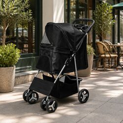 Durable 4-Wheel Pet Stroller for Dogs and Cats