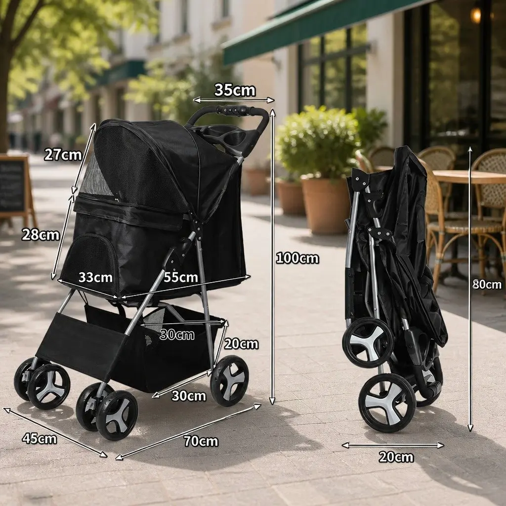 4-Wheel Pet Stroller for Dogs and Cats
