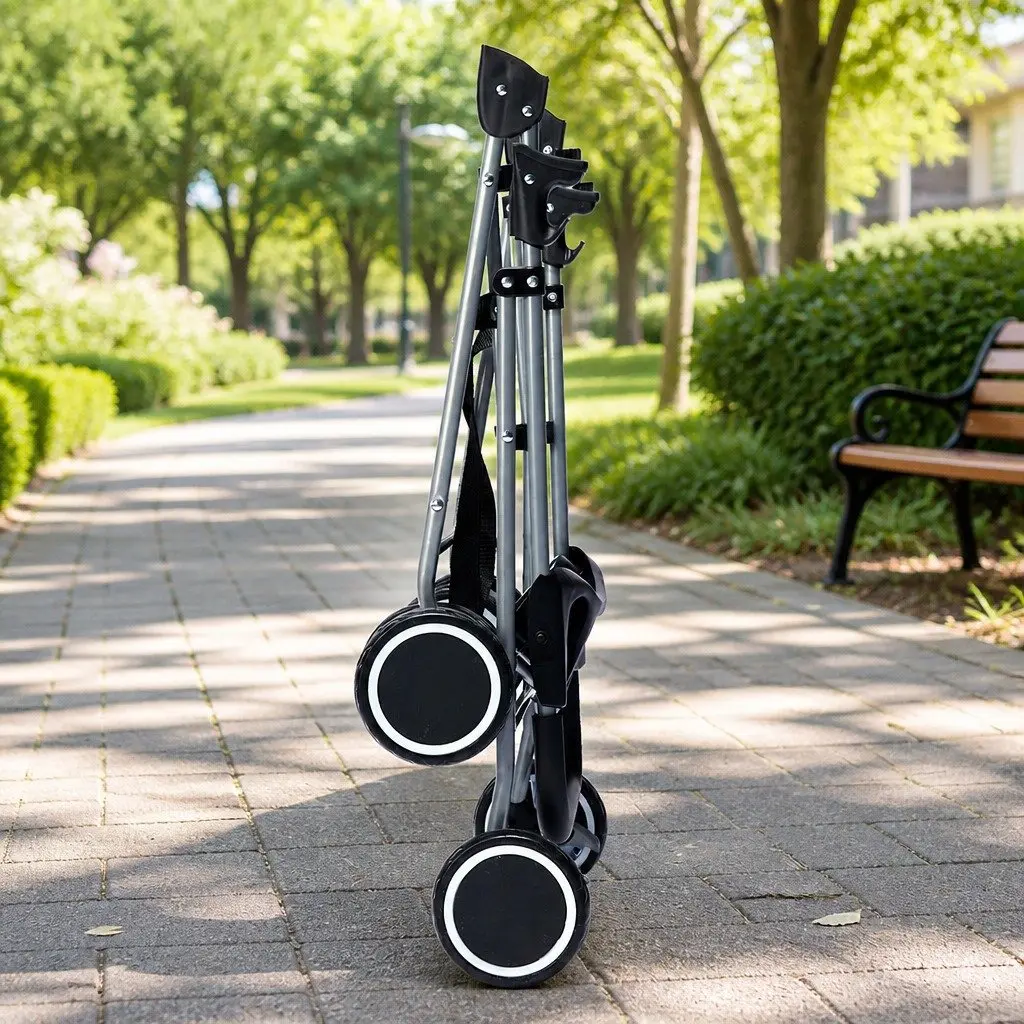 Pet Stroller Steel 600D Oxford 69cm x 45cm x 92cm Black