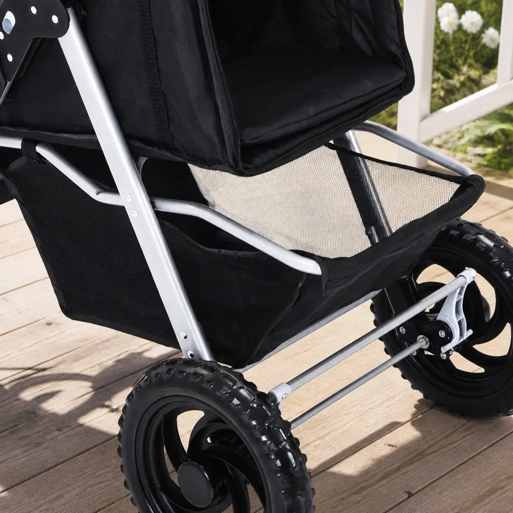 Pet Stroller Powder-coated Steel Frame 55cm x 100cm x 107cm Black