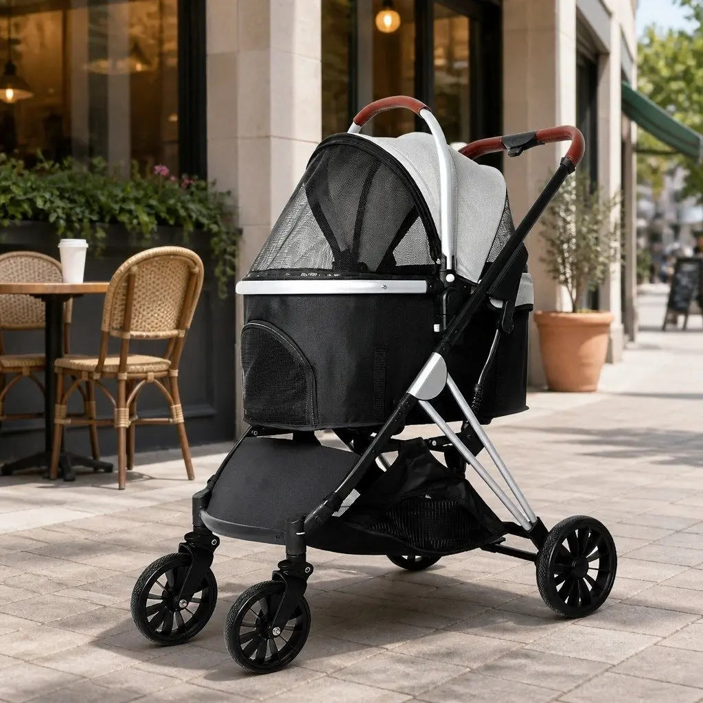 Pet Stroller with 4 Wheels for Dogs and Cats