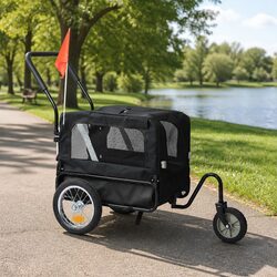 Durable 2-in-1 Pet Bike Trailer and Stroller with Sunroof