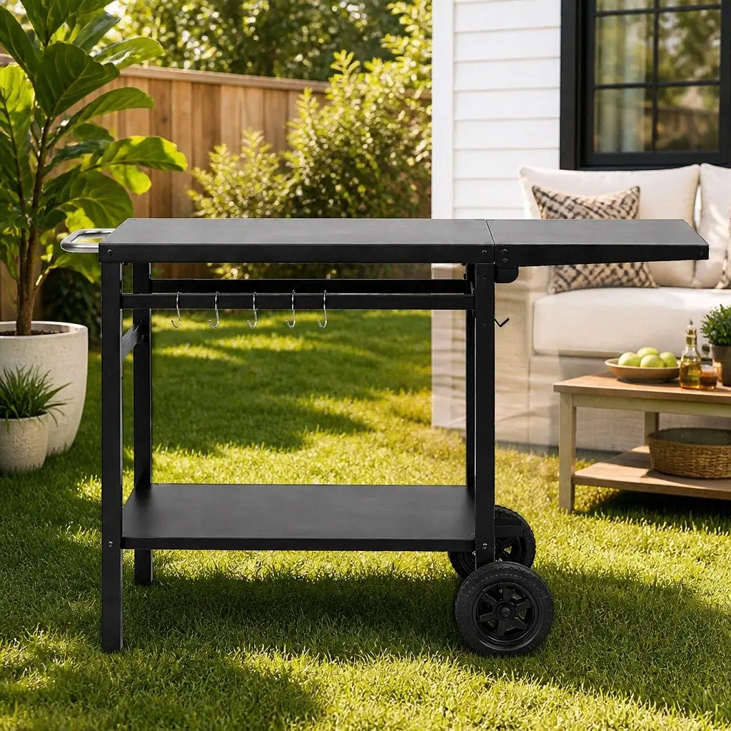 Outdoor Kitchen Cart Iron 97cm x 56cm x 76cm Black