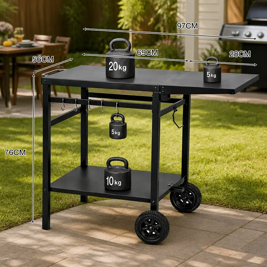 Outdoor Kitchen Cart Iron 97cm x 56cm x 76cm Black