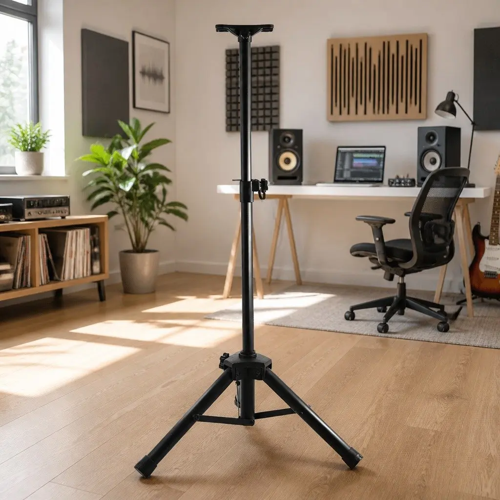 Speaker Stand Iron Adjustable Height 65-120cm Black Tripod Pair