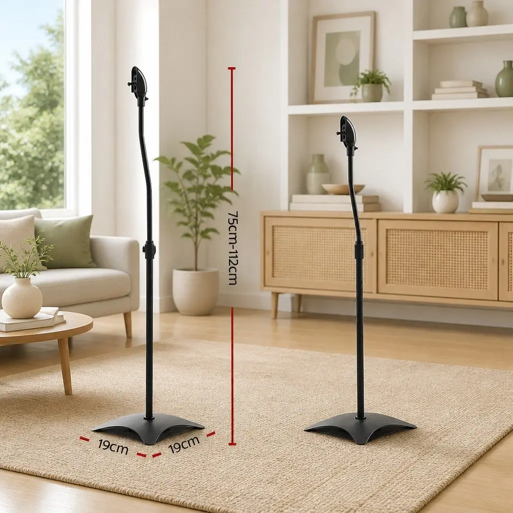Speaker Stand Steel Adjustable Height 75-112cm Black 2 Piece