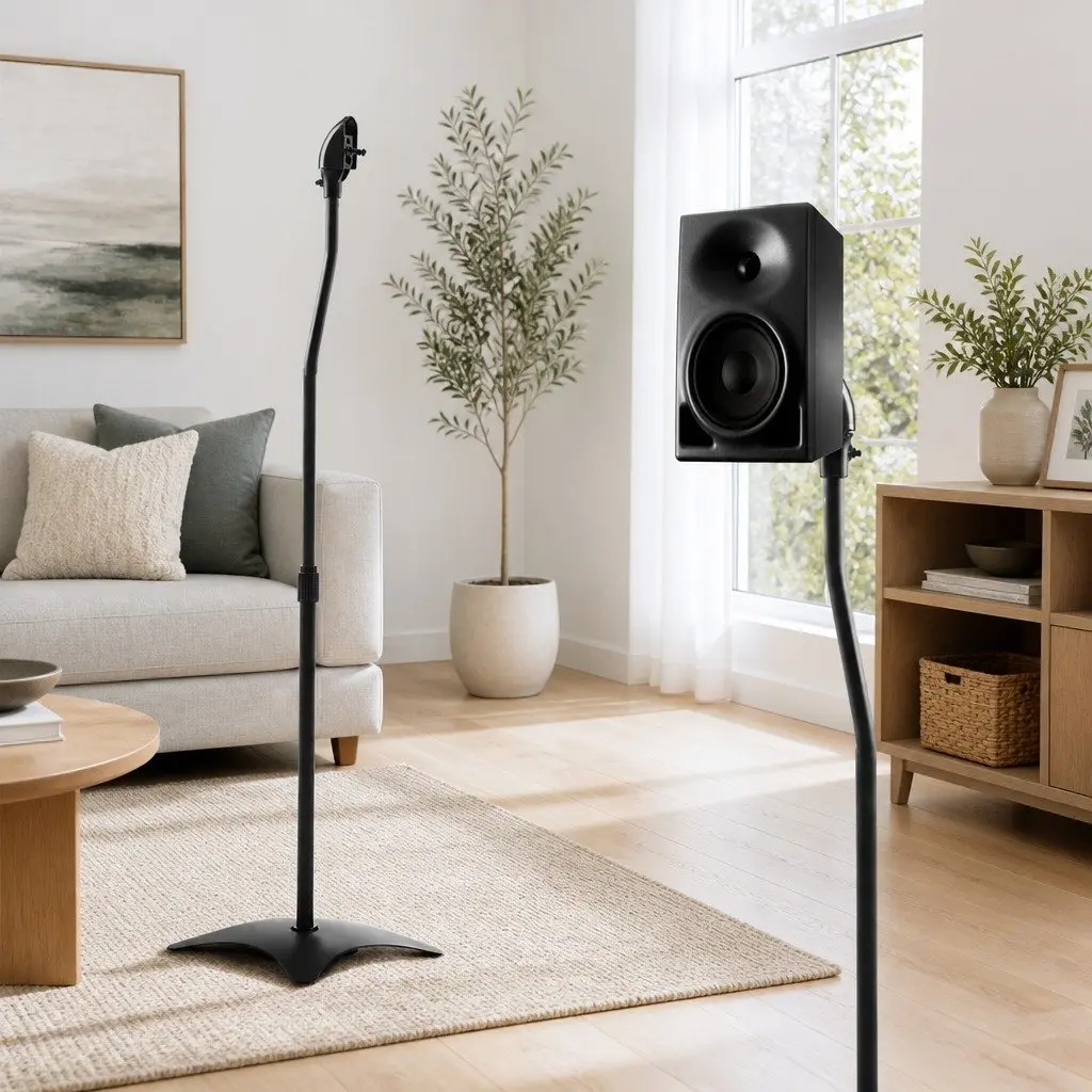 Speaker Stand Steel Adjustable Height 75-112cm Black 2 Piece
