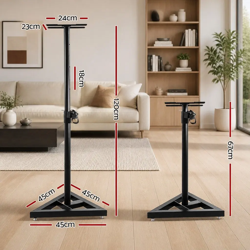 Speaker Stand Steel Adjustable Height 67-120cm Black 2pcs