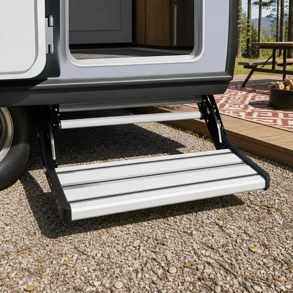 Folding Step Aluminium 56x57x17cm Silver or Black