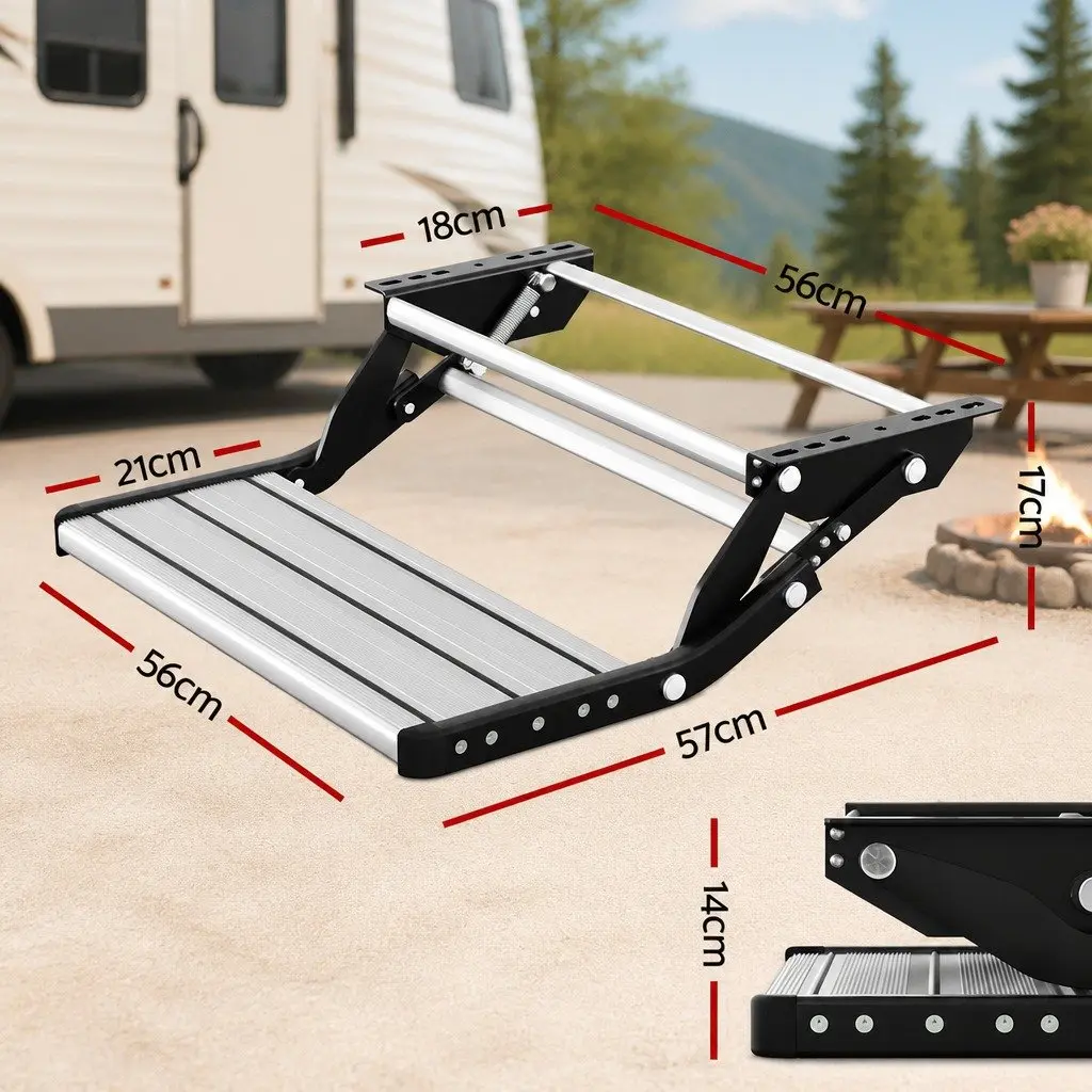 Folding Step Aluminium 56x57x17cm Silver or Black