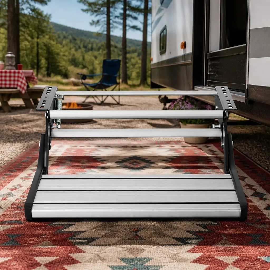Folding Step Aluminium 56x57x17cm Silver or Black