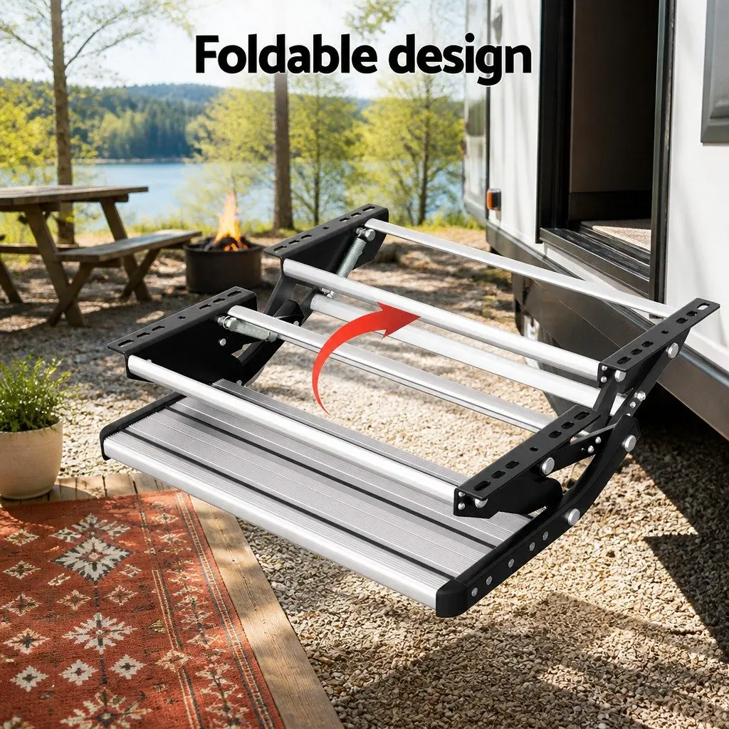Folding Step Aluminium 56x57x17cm Silver or Black
